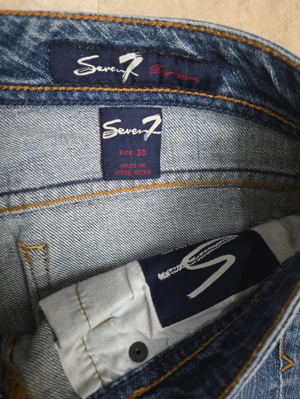 Seven7 Vintage Premium Flare Pink Stiched Pocket Denim Jeans Y2K Size 30 - Picture 2 of 6